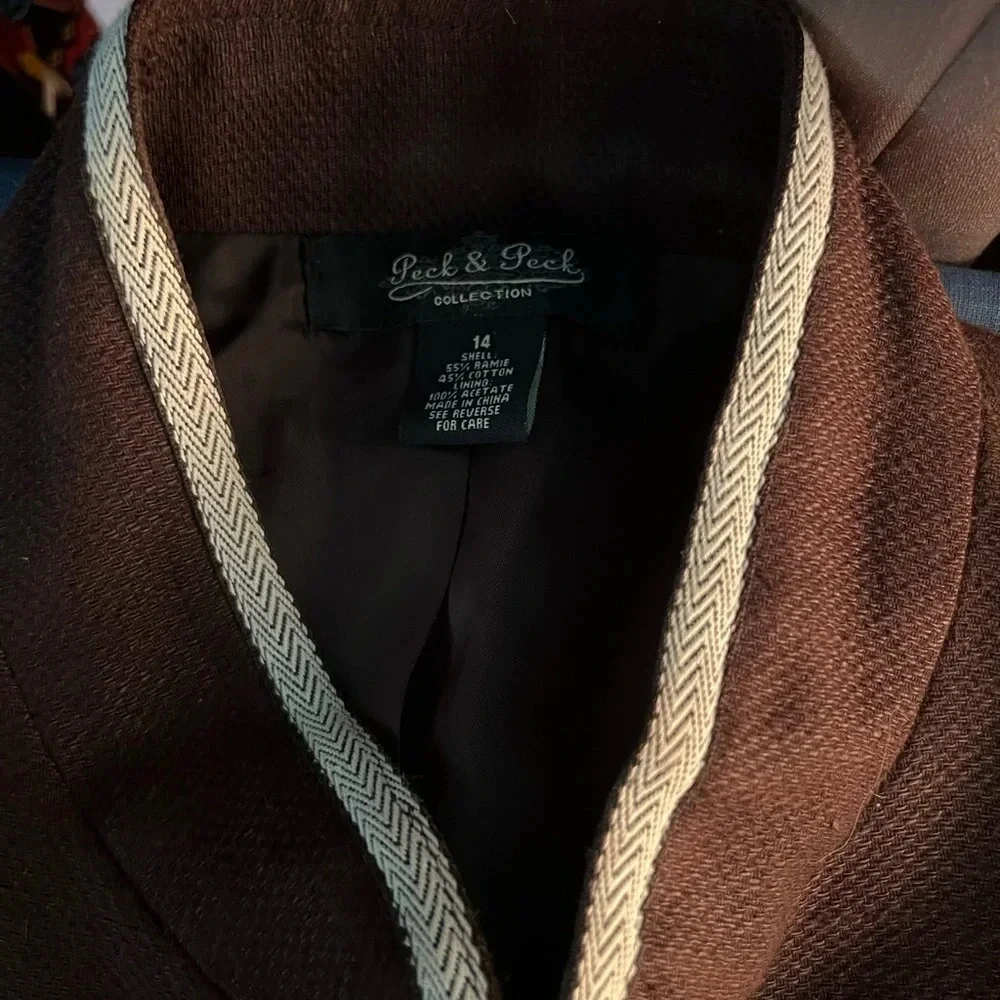 Peck&peck,14 oversized‎ button front pocketed,contrast stitching jacket/Blazer
